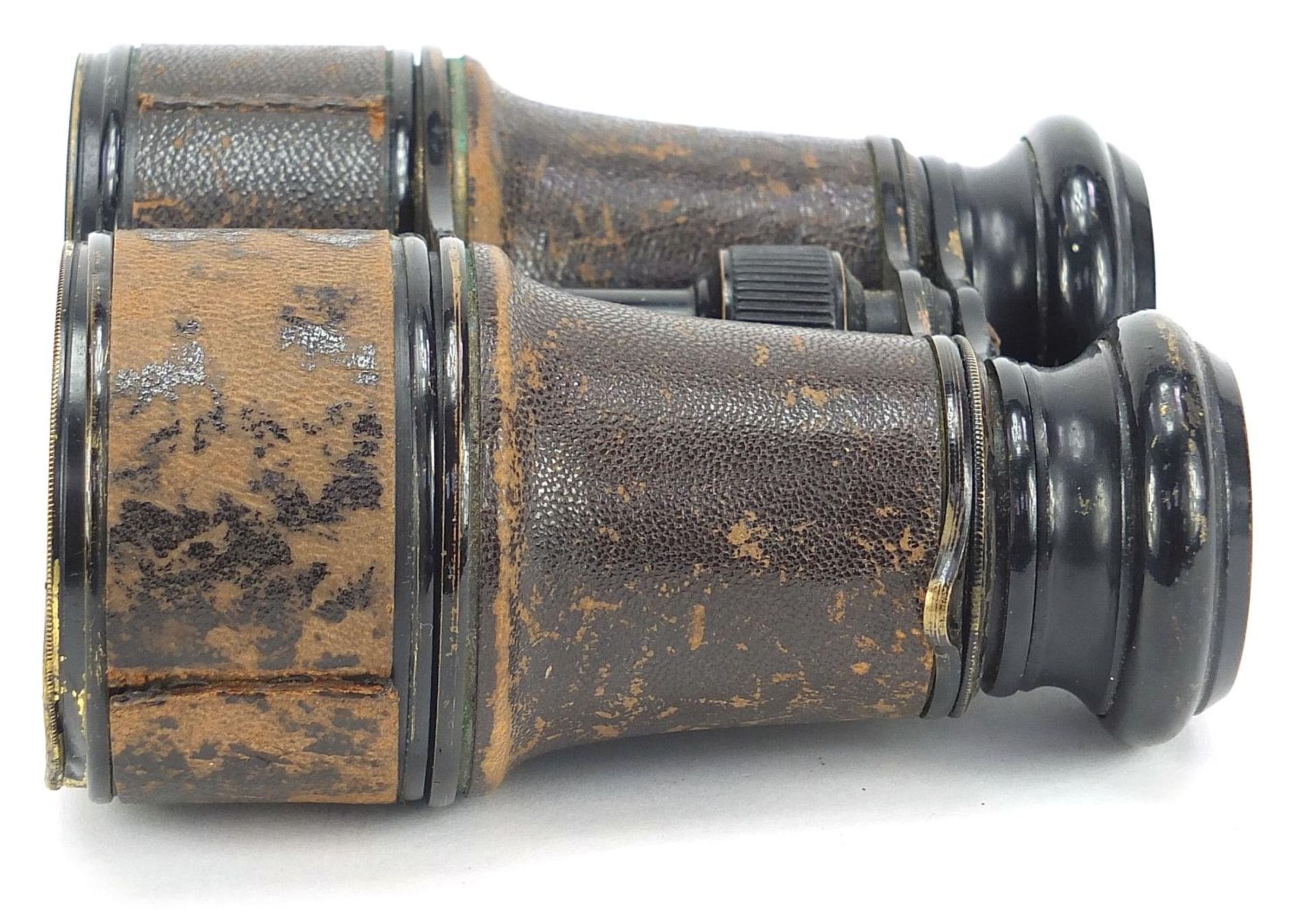 British military World War I pair and leather bound binoculars, the pair awarded to 1482CPL.H.TUTT. - Image 2 of 8
