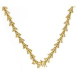 John Donald, Modernist 18ct gold necklace housed in a John Donald velvet and silk lined box, 38cm in