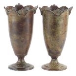 Pair of Rochamp bronzed metal classical vases with fluted bases, each 29.5cm high :For Further