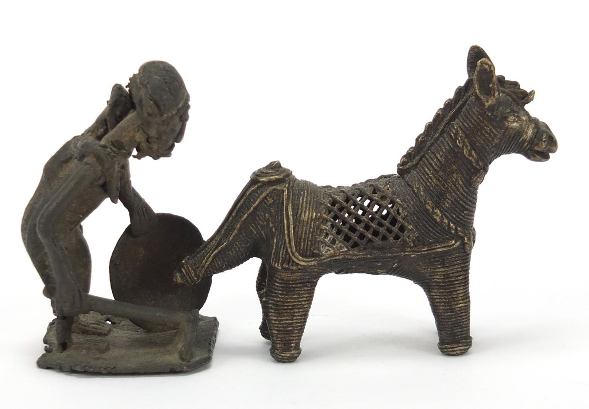 Two African Benin style bronzes including a mother with child, the largest 7.5cm high :For Further - Image 5 of 7