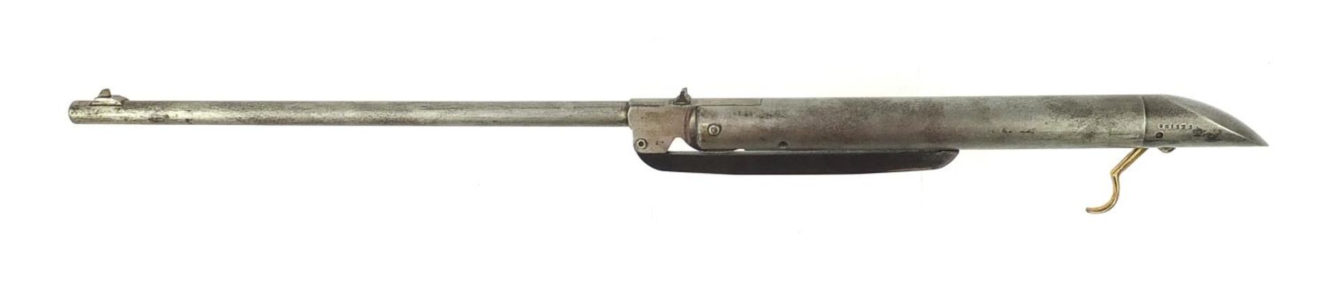 Vintage break barrel air rifle mechanism and barrel numbered B61373, 65cm in length :For Further