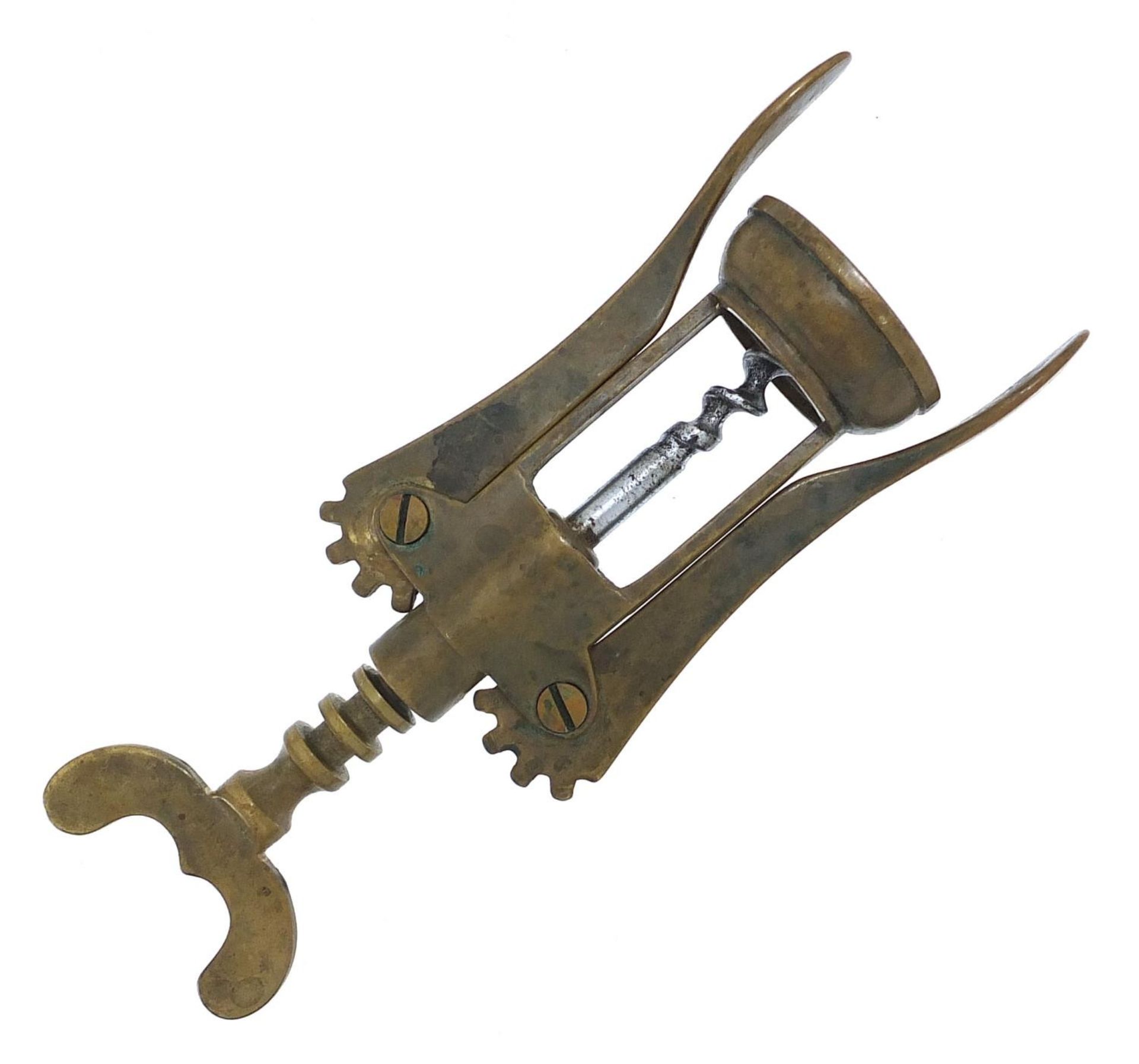 Vintage Italian brass corkscrew, 16cm high :For Further Condition Reports Please Visit Our - Image 2 of 3