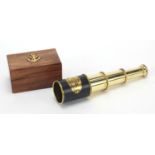 Naval interest three draw telescope with case, 7.5cm in length when closed :For Further Condition