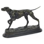 Patinated bronzed dog, 26.5cm in length :For Further Condition Reports Please Visit Our Website,