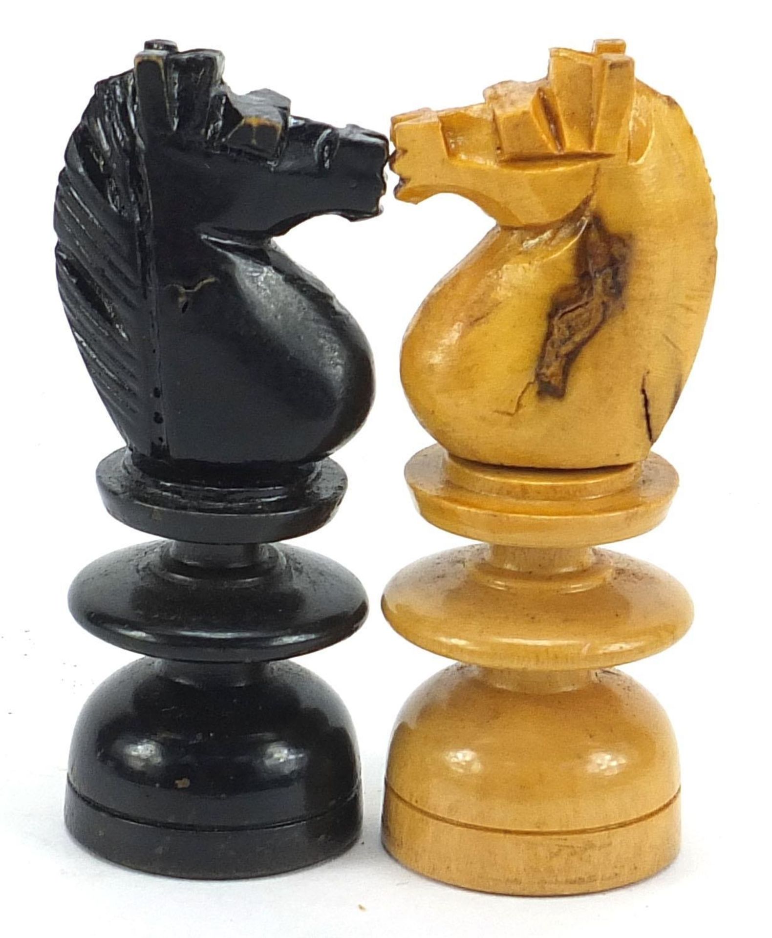 Box with ebonised Chessman chess set with case, the largest pieces each 10cm high :For Further - Image 4 of 6