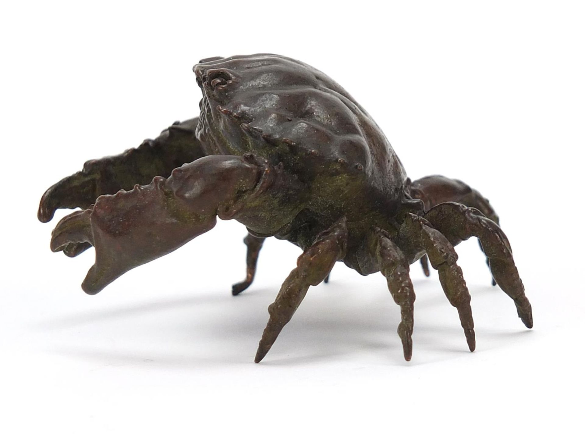 Large Japanese patinated bronze crab, 8cm wide :For Further Condition Reports Please Visit Our - Image 5 of 7