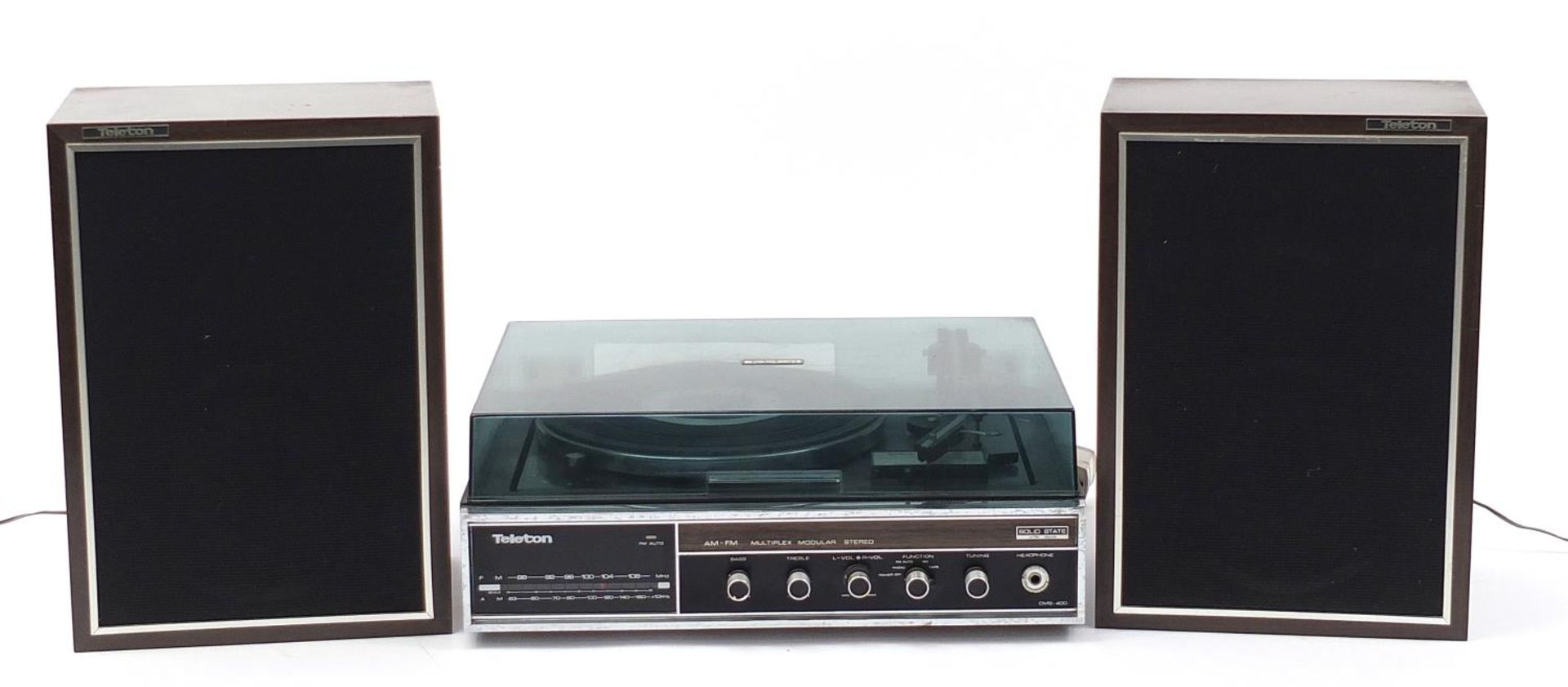 Vintage Teleton CMS-400 turntable with speakers :For Further Condition Reports Please Visit Our