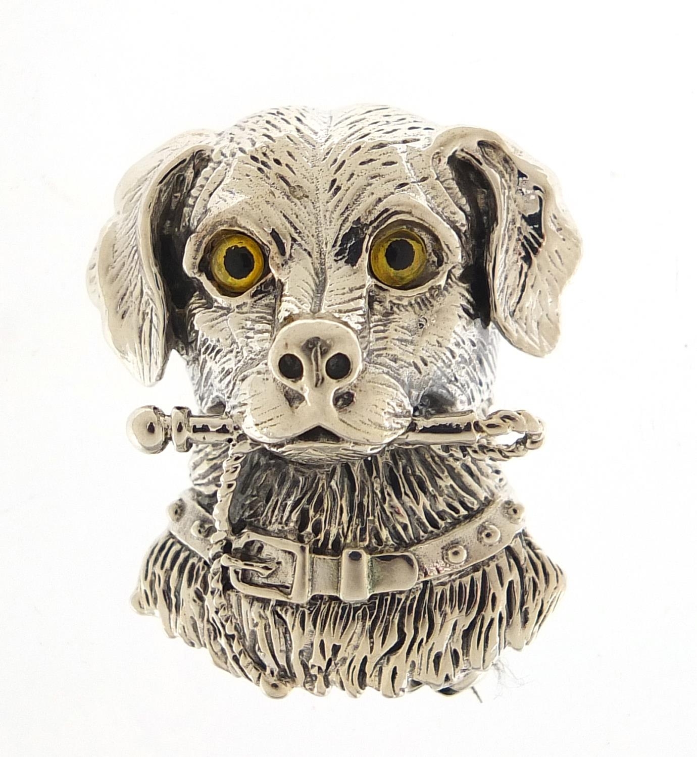 Sterling silver dog head pendant brooch, 3cm high, 12.8g :For Further Condition Reports Please Visit