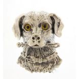 Sterling silver dog head pendant brooch, 3cm high, 12.8g :For Further Condition Reports Please Visit