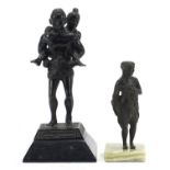 Pattaya Orphanage bronze study and a bronzed female raised on a square onyx base, the largest 21cm