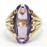 9ct gold amethyst ring, size R, 5.2g :For Further Condition Reports Please Visit Our Website,