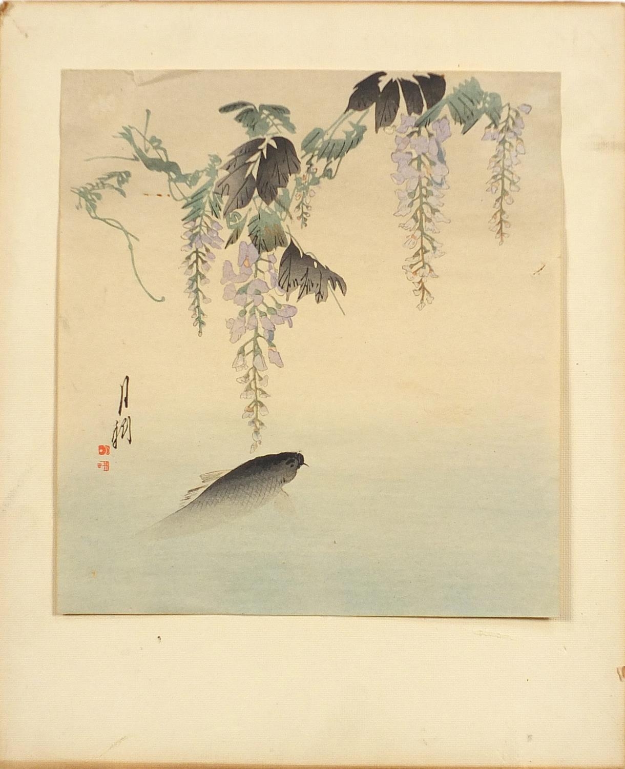 Seven Japanese prints including birds and figures on a cliff top before crashing waves, unframed, - Image 3 of 22
