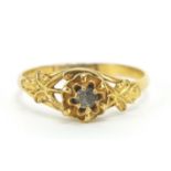 Antique unmarked gold clear stone ring, (tests as 15ct gold) size Q, 1.3g :For Further Condition