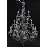 Large three tier glass chandelier with twenty one branches, approximately 110cm high x 90cm in