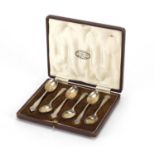 Cooper Brothers & Sons Ltd, set of six George VI silver teaspoons, housed in a James Walker Ltd