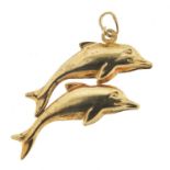 9ct gold leaping dolphins pendant, 2.5cm wide, 1.1g :For Further Condition Reports Please Visit