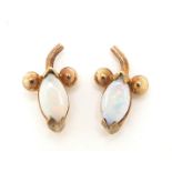 Pair of 9ct gold opal stud earrings, 1cm high, 0.8g :For Further Condition Reports Please Visit