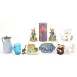 19th century and later collectable china and glassware including Coalport teapot, Kaiser vase,