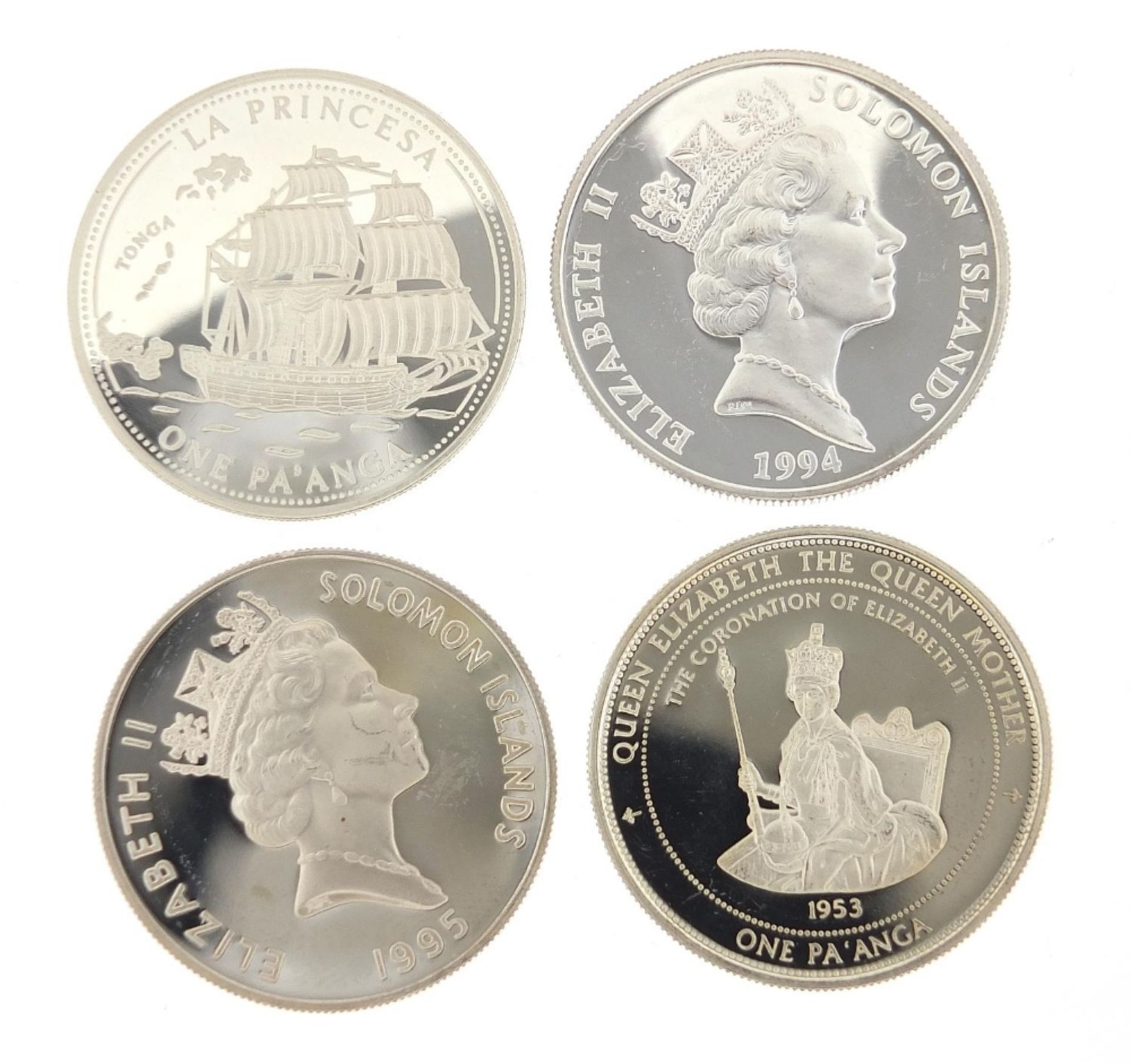 Four silver commemorative coins including two from Queen Elizabeth, The Queen Mother's collection, - Bild 2 aus 2