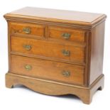 Edwardian walnut five drawer chest with two short above two long drawers, 84cm H x 100cm W x 47cm