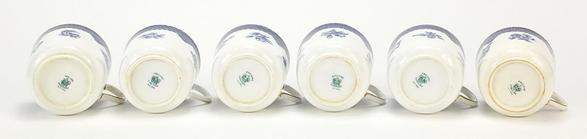 Set of six Coalport blue and white trios decorated with flowers, each cup 6.5cm high :For Further - Image 4 of 4