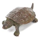 Japanese patinated bronze terrapin, impressed marks to the base, 5.5cm high :For Further Condition