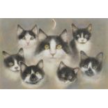 Marian Welch - Jellecle cats, signed coloured chalks, details verso, mounted and framed, 20cm x 30cm