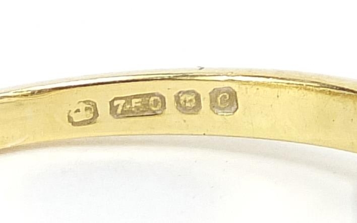 18ct gold diamond and sapphire crossover ring, the diamond approximately 3.5mm in diameter, size - Image 4 of 4