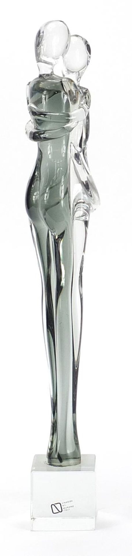 Ermanno Nason, large Modernist Murano two lovers glass sculpture with label, 48cm high :For - Image 2 of 4