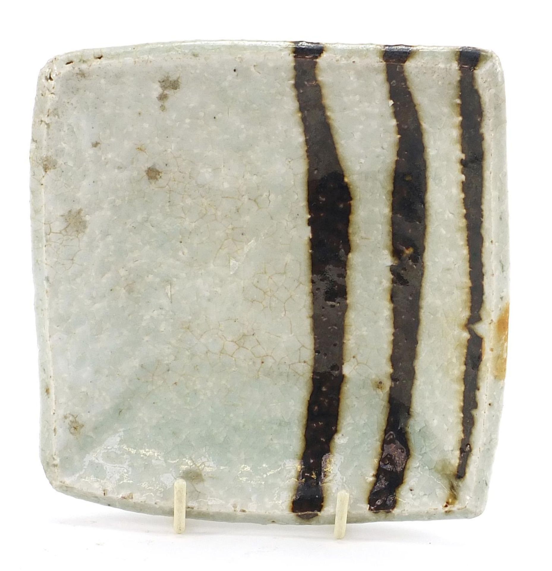 Janet Leach, St Ives studio pottery dish, impressed marks to the reverse, 14cm x 14cm :For