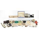 Vintage and later jewellery including simulated pearl necklaces, wristwatches, earrings and brooches