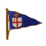 Benzie, Royal Yacht Squadron 9ct gold and enamel flag brooch, 3cm wide, 5.0g :For Further