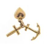9ct gold faith, hope and charity charm, 0.8g :For Further Condition Reports Please Visit Our