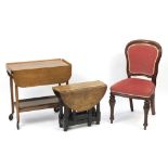 Occasional furniture comprising a Victorian chair, oak drop leaf trolley and oak drop leaf