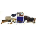 Sundry items including enamel chamber stick, hip flasks and eye bath :For Further Condition