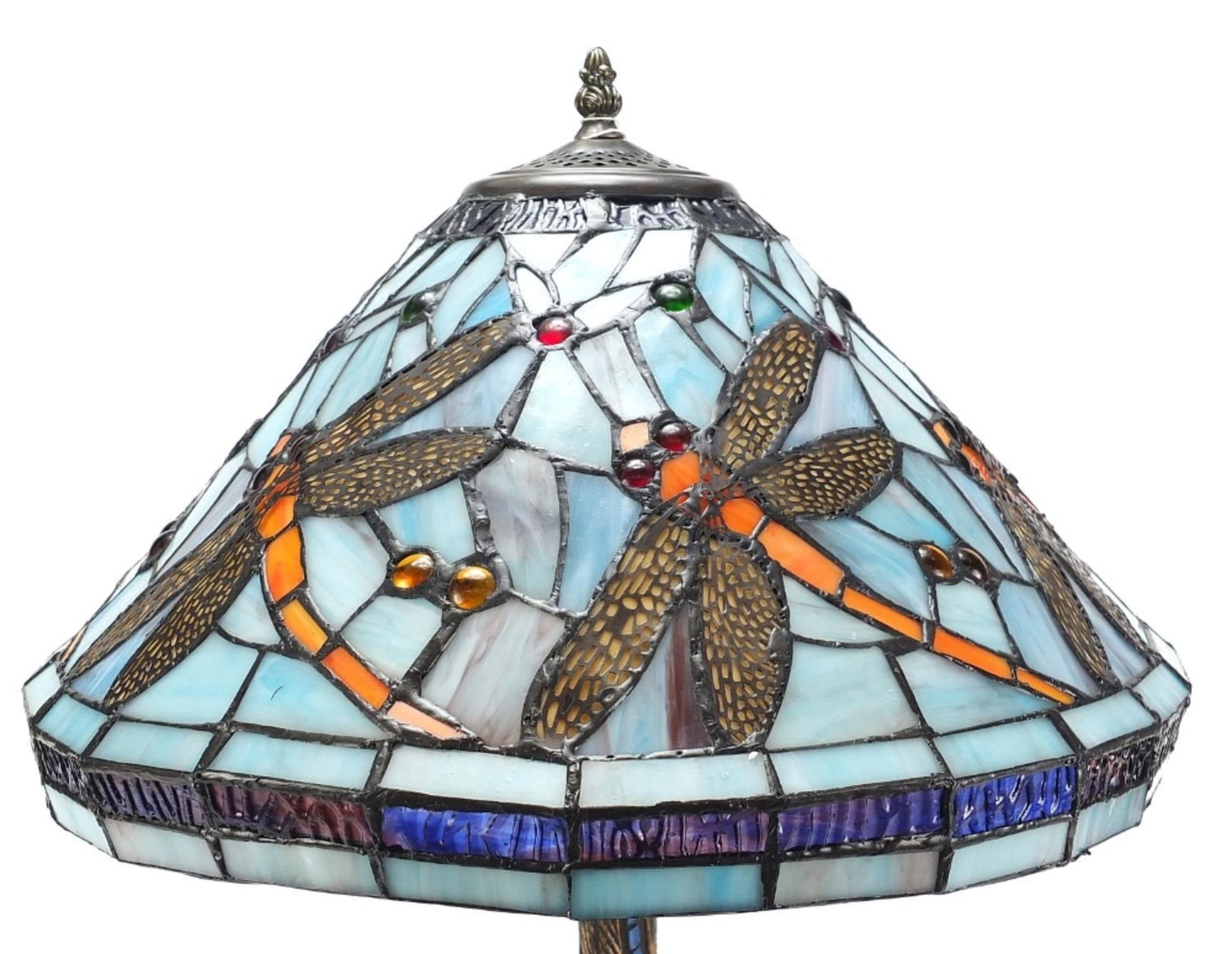 Bronzed Tiffany design table lamp with shade decorated with dragonflies, 58cm high :For Further - Image 2 of 3