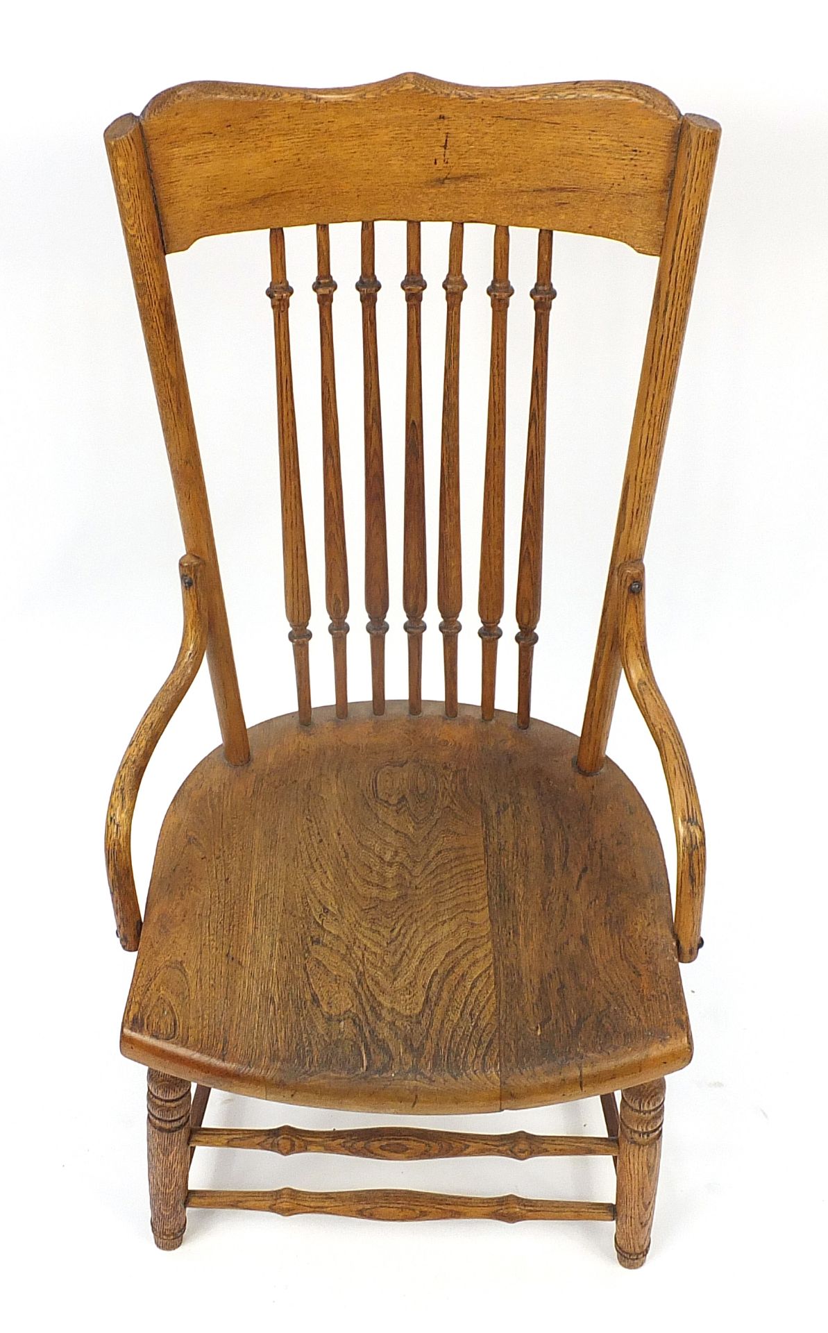 Antique elm stick back chair, 91cm high - Image 3 of 4