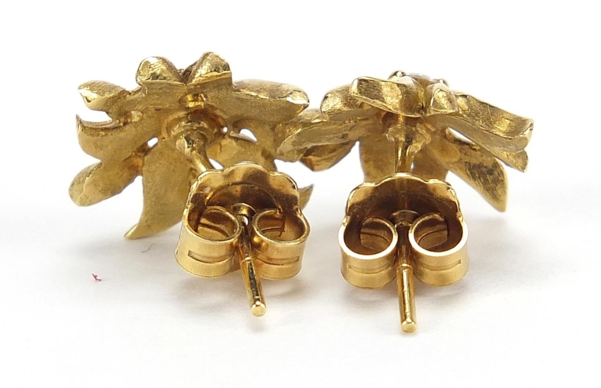 John Donald, pair of Modernist 18ct gold diamond solitaire stud earrings housed in a John Donald - Image 2 of 4