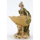 Royal Dux, Czechoslovakian Art Nouveau figural sweetmeat dish in the form of a female with a shell