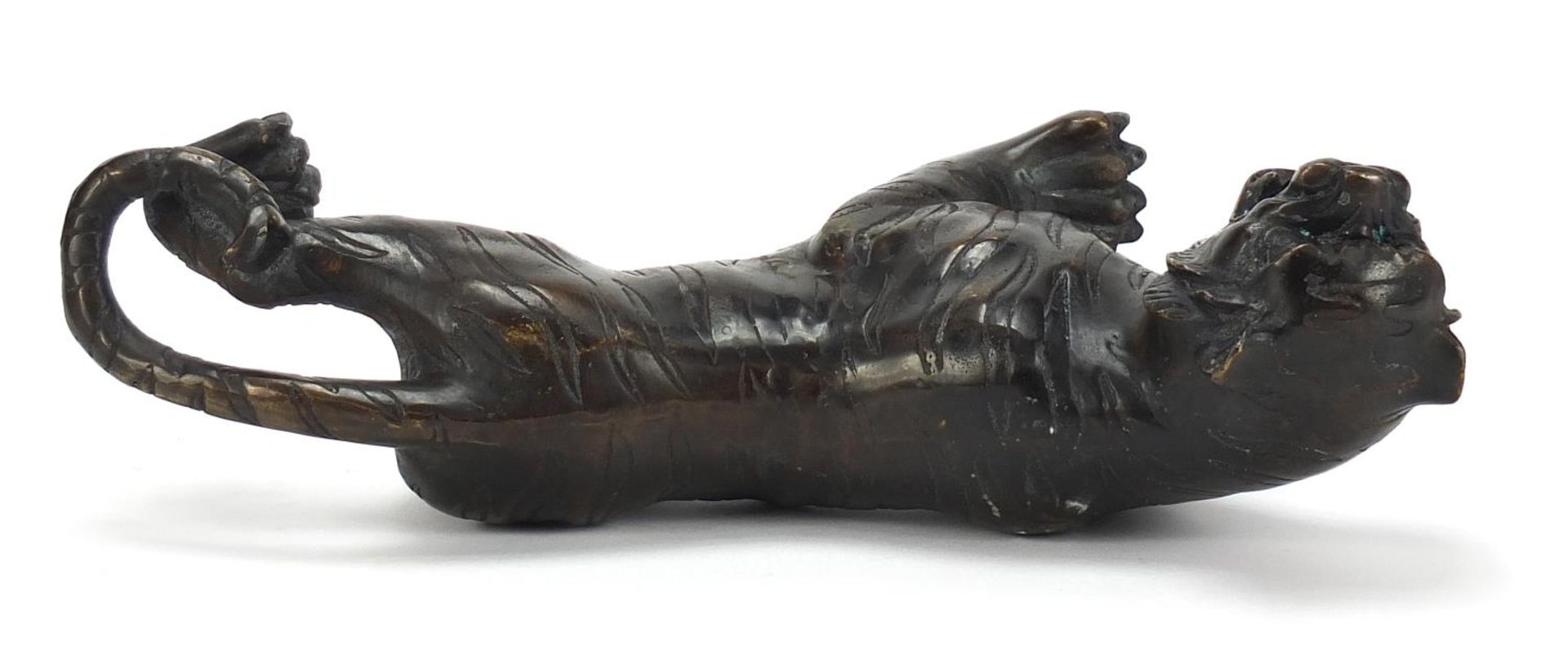 Large Japanese patinated bronze tiger, 31cm in length :For Further Condition Reports Please Visit - Image 6 of 7