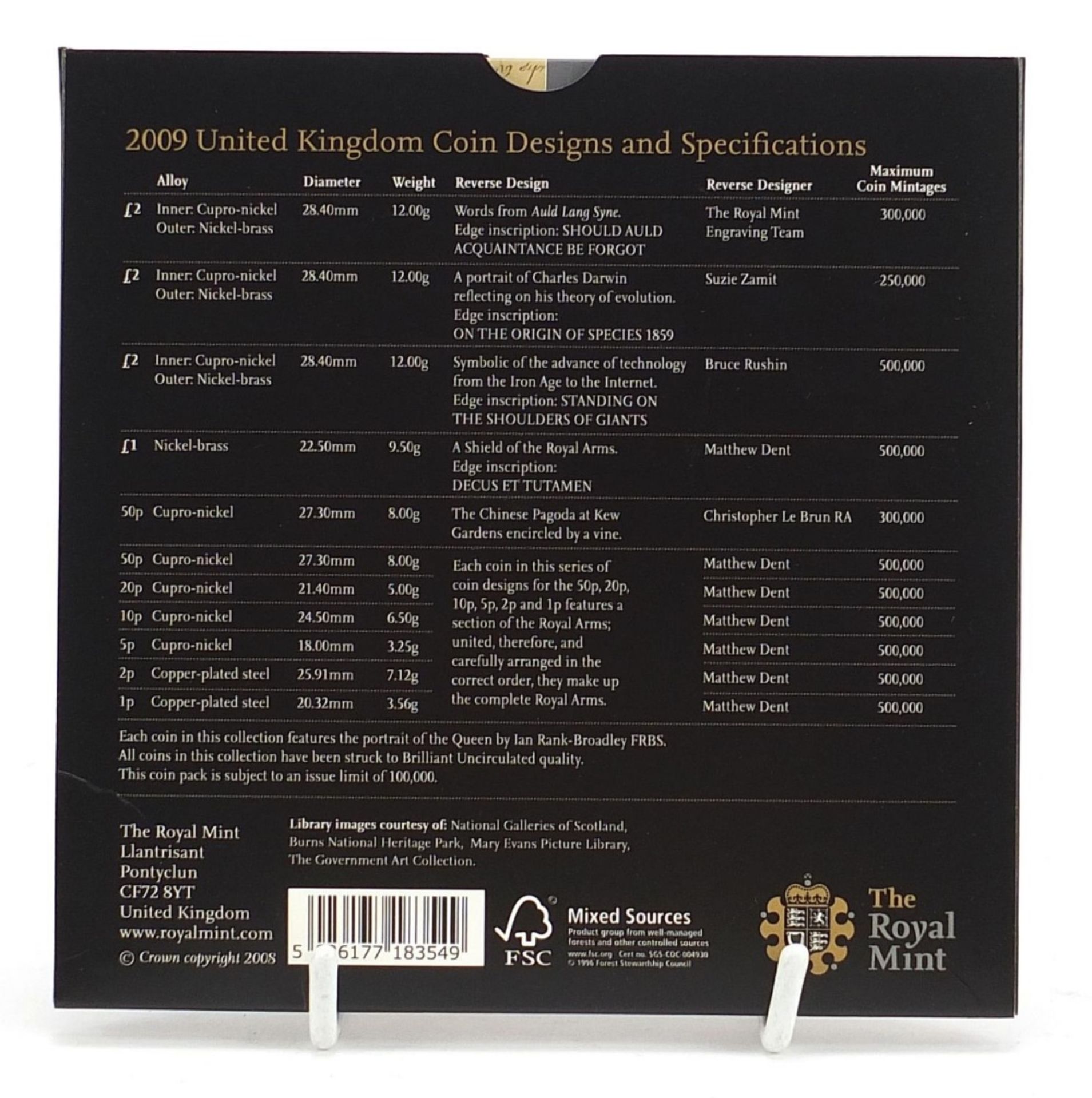 Royal Mint 2009 uncirculated coin collection with Kew Garden fifty pence piece :For Further - Image 5 of 5