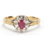 9ct gold ruby and diamond ring, size M, 2.3g :For Further Condition Reports Please Visit Our