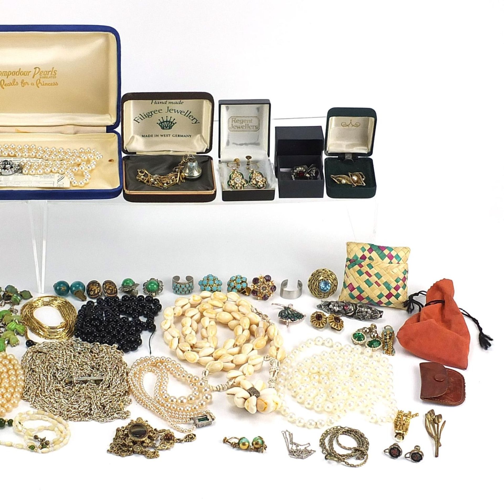 Vintage and later jewellery including simulated pearl necklaces, wristwatches, earrings and brooches - Image 3 of 3