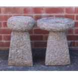Two stoneware garden stands/tables, possibly granite, the largest 41cm high :For Further Condition