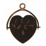 9ct gold 'I Love You' spinner charm, 1.8cm high, 1.1g :For Further Condition Reports Please Visit