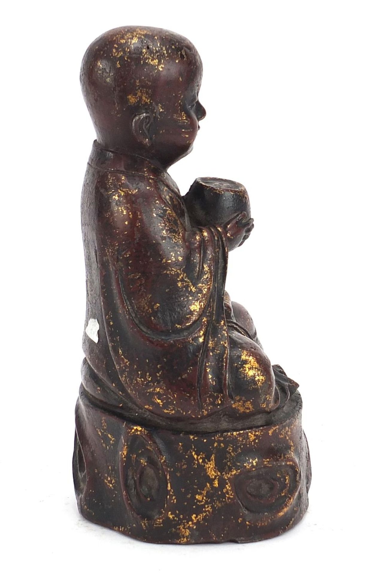 Chino Tibetan partially gilt bronze figure of young Budda, 22.5cm high :For Further Condition - Image 5 of 7