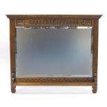 Carved oak wall mirror with bevelled glass, 100cm x 91cm :For Further Condition Reports Please Visit