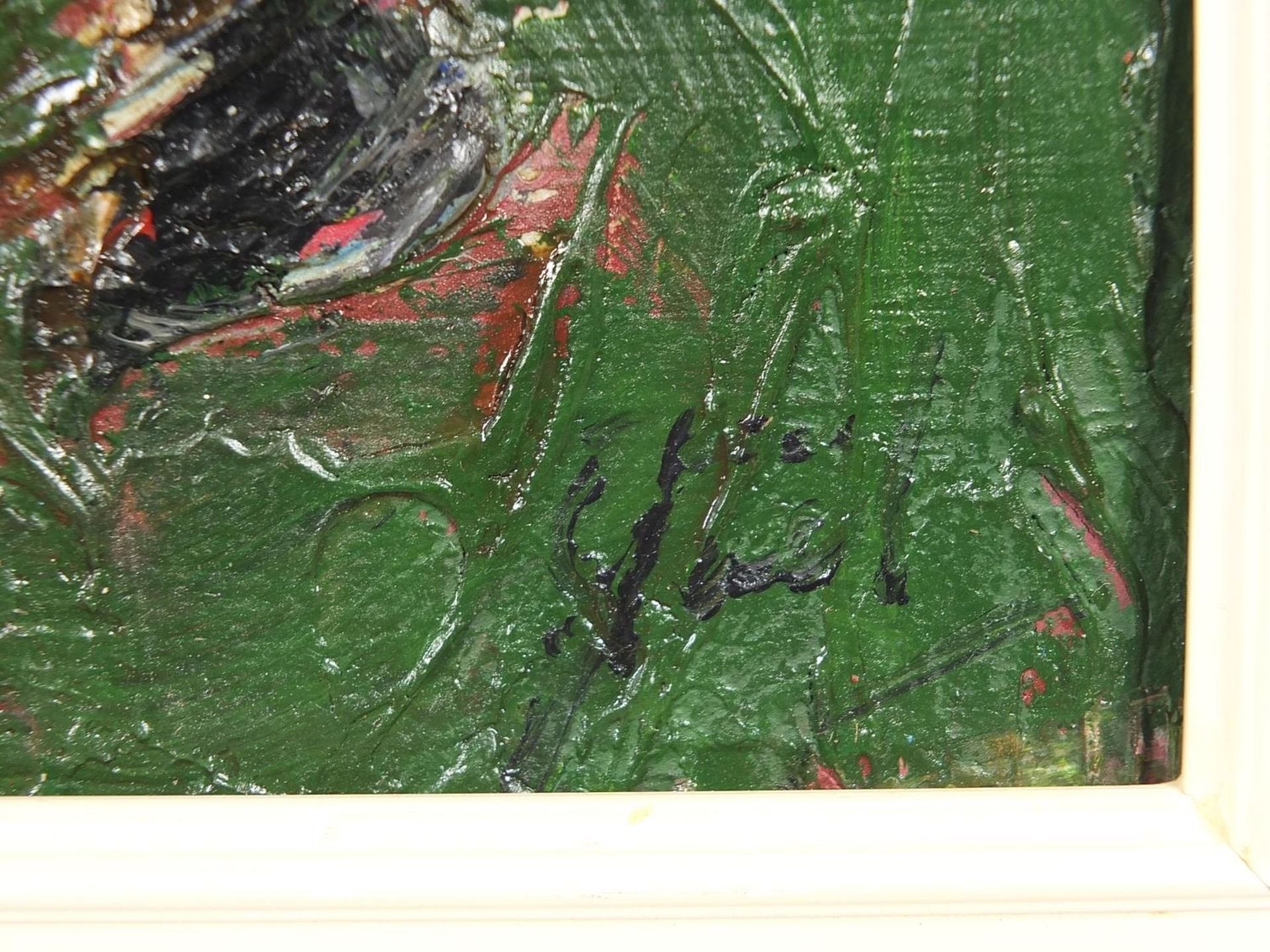 Les Grands Footballeurs, Four footballers, French school impasto oil on canvas, details verso, - Image 3 of 5