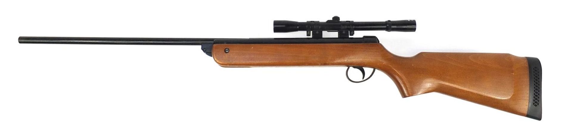 BSA Meteor .22 cal break barrel air rifle with Hunter 4x20 spotting scope, the barrel numbered