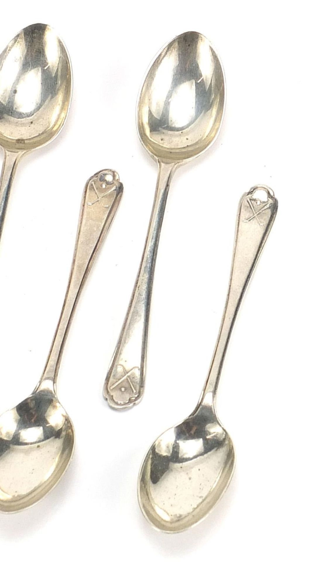 Walker & Hall, set of six silver golfing interest teaspoons, Sheffield 1933, 11cm in length, 81. - Bild 3 aus 6